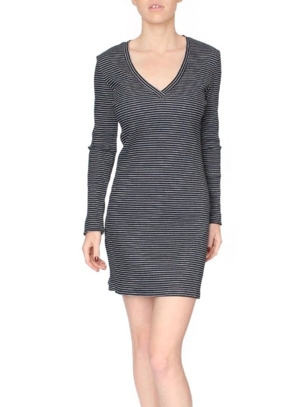 Fifth Label Black Stripe Rib Knit Dress